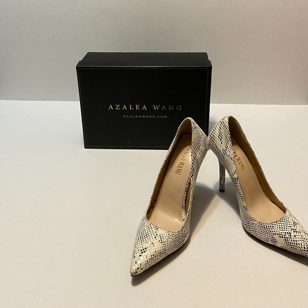 White Snake Print Heels